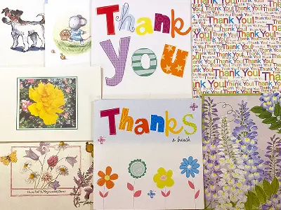 A sample of thank you cards from our customers.